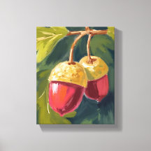 Herbst Eicheln | Wasserfarbe Herbst Rot Grün