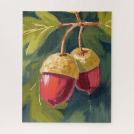 Herbst Eicheln | Wasserfarbe Herbst Rot Grün Puzzle