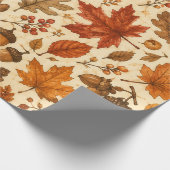 Herbst-Eichen-und-Herbstlaub-nahtloses-Muster Geschenkpapier (Ecke)