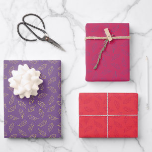 Herbst-Eichen-Verpackungspapier - Traube/Beere/Kak Geschenkpapier Set
