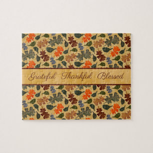 Herbst-Eichenbaum-Blätter Grateful Thankful Gesegn Puzzle