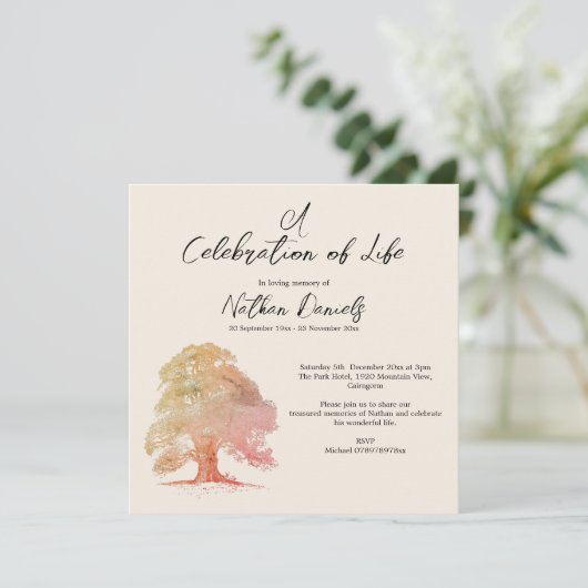 Herbst-Eichenbaumfeier Einladung (Stehend Vorderseite)