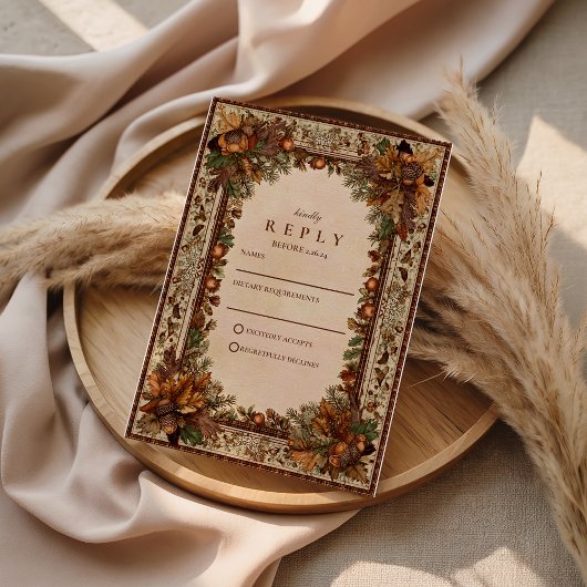 Herbst-Eichenblatt-Hochzeit RSVP Karte