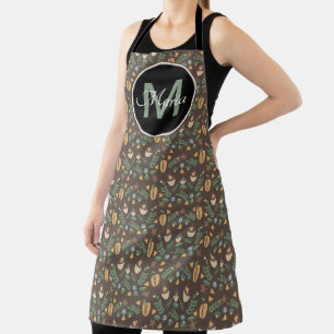 Herbst-Eichenblatt- und Grünflächen-Ditsy-Muster-M Schürze
