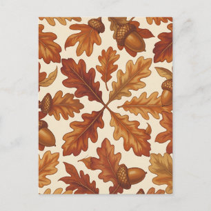 Herbst-Eichenblätter Eicheln Braun Nahtloser Herbs Postkarte