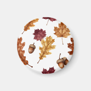 Herbst-Eichenlaub-Ahorn-Wasserfarben-Muster Magnet