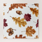 Herbst-Eichenlaub-Ahorn-Wasserfarben-Muster Puzzle (Horizontal)