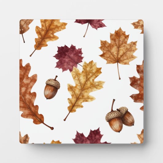 Herbst-Eichenlaub-Ahorn-Wasserfarbenmuster Fotoplatte (Vorderseite)