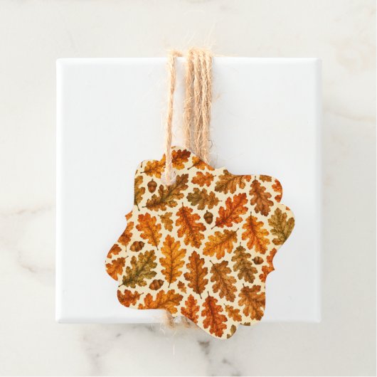 Herbst-Eichenlaub-Muster | Gemütliche Naturästheti Geschenkanhänger (Beispiel)