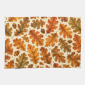 Herbst-Eichenlaub-Muster | Gemütliche Naturästheti Geschirrtuch (Horizontal)