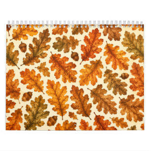 Herbst-Eichenlaub-Muster Gemütliche Naturästheti Kalender