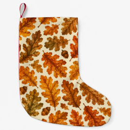 Herbst-Eichenlaub-Muster | Gemütliche Naturästheti Kleiner Weihnachtsstrumpf