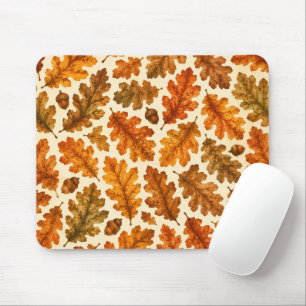 Herbst-Eichenlaub-Muster Gemütliche Naturästheti Mousepad