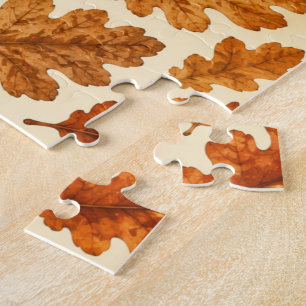 Herbst-Eichenlaub-Muster Gemütliche Naturästheti Puzzle