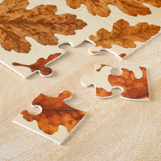 Herbst-Eichenlaub-Muster | Gemütliche Naturästheti Puzzle (Seite)