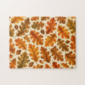Herbst-Eichenlaub-Muster | Gemütliche Naturästheti Puzzle (Horizontal)