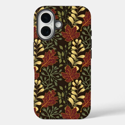 Herbst-Eichenlaubmuster in Weinrot und Gelb Case-Mate iPhone Hülle (Rückseite)