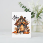 Herbst Eichhörnchen AI Wasserfarbe Postkarte (Stehend Vorderseite)