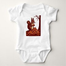 🐿️ Herbst Eichhörnchen Baby Bodysuit Vorne & Hint