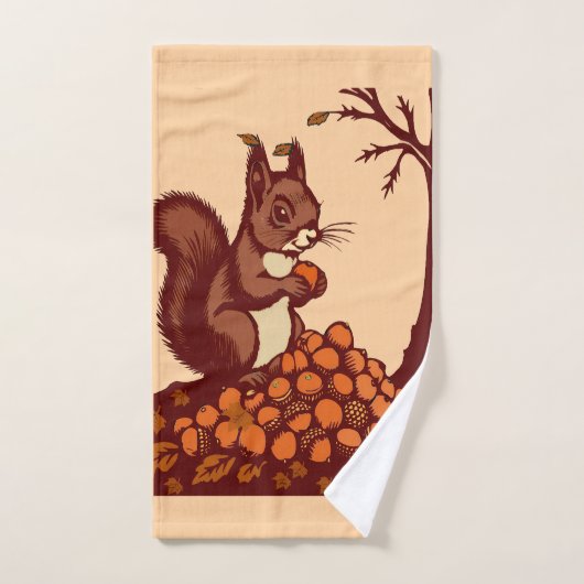 🐿️ Herbst-Eichhörnchen-Badetuch-Set Badhandtuch Set (Handtuch)