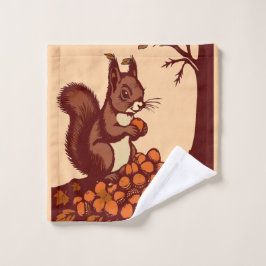 🐿️ Herbst-Eichhörnchen-Badetuch-Set Badhandtuch Set