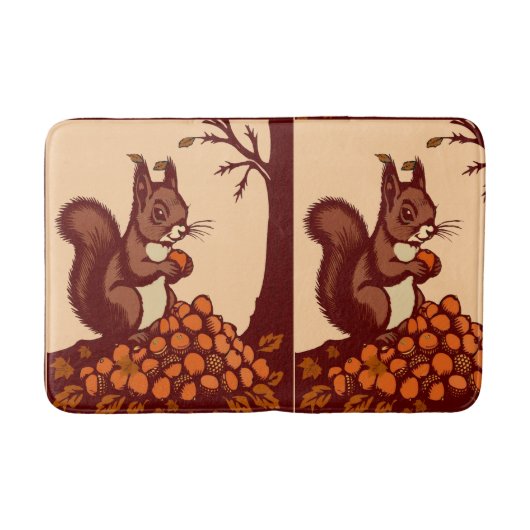 🐿️ Herbst-Eichhörnchen-Badezimmerteppich - Fußbod Badematte (Vorderseite)