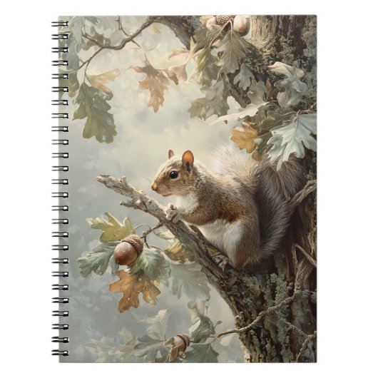 Herbst Eichhörnchen Eichenbaum Holzlandkunst Notizblock (Vorderseite)