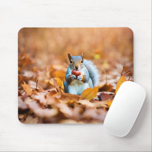Herbst Eichhörnchen mit Eichel Mousepad