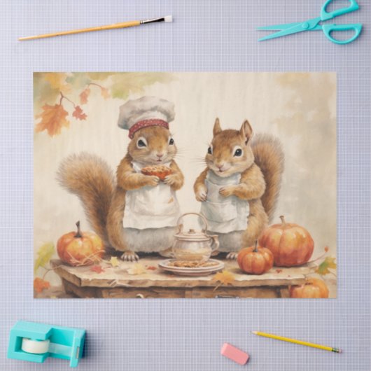 Herbst-Eichhörnchen mit Pumpkins Seidenpapier (Basteln)