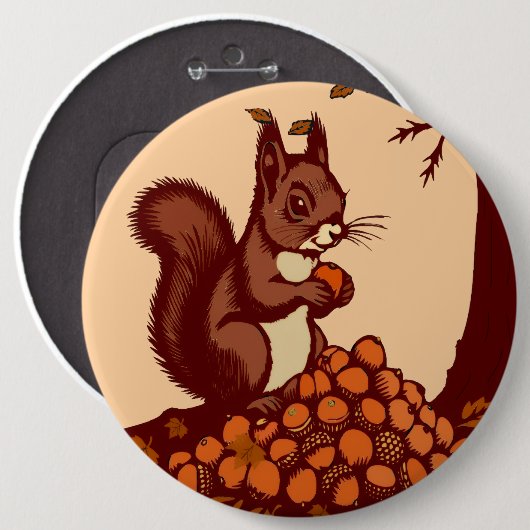 🐿️ Herbst Eichhörnchen Pin Button / Abzeichen - K (Vorne & Hinten)