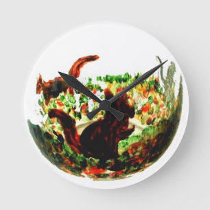 Herbst-Eichhörnchen Runde Wanduhr