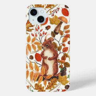 Herbst-Eichhörnchen und Herbstflora auf Weiß Case-Mate iPhone Hülle