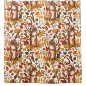 Herbst-Eichhörnchen und Herbstflora auf Weiß Duschvorhang (Vorderseite)