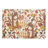 Herbst-Eichhörnchen und Herbstflora auf Weiß Kissenbezug (Rückseite-Links)