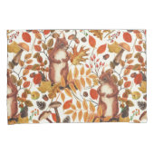 Herbst-Eichhörnchen und Herbstflora auf Weiß Kissenbezug (Vorderseite-Rechts)