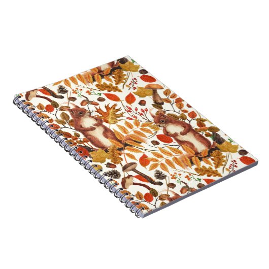 Herbst-Eichhörnchen und Herbstflora auf Weiß Notizblock (Rechte Seite)