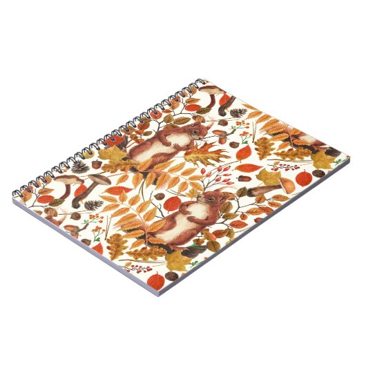 Herbst-Eichhörnchen und Herbstflora auf Weiß Notizblock (Linke Seite)