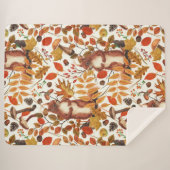 Herbst-Eichhörnchen und Herbstflora auf Weiß Sherpadecke (Vorderseite (Horizontal))