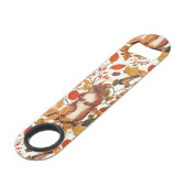 Herbst-Eichhörnchen und Herbstflora auf Weiß Speed Flaschenöffner (Rückseite Schrägansicht)
