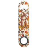 Herbst-Eichhörnchen und Herbstflora auf Weiß Speed Flaschenöffner (Vorderseite)