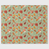 Herbst-Eichhörnchen und Kastanien Nahtlose Geschen Geschenkpapier (Flach)