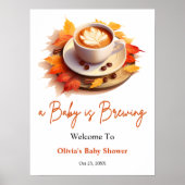 Herbst Ein Baby wird Baby-Dusche Brauen Willkommen Poster (Vorne)