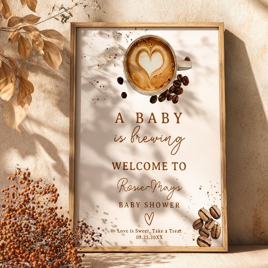 Herbst ein Baby wird Kaffee-Baby-Dusche Brauen Beg Poster
