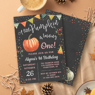 Herbst ein kleines Pumpkin-Chalkboard Herbst Gebur Einladung