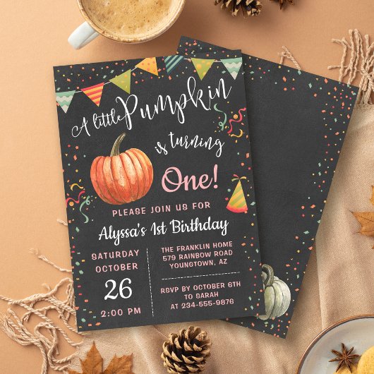 Herbst ein kleines Pumpkin-Chalkboard Herbst Gebur Einladung