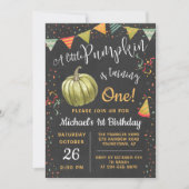 Herbst ein kleines Pumpkin-Chalkboard Herbst Gebur Einladung (Vorderseite)