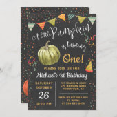 Herbst ein kleines Pumpkin-Chalkboard Herbst Gebur Einladung (Vorne/Hinten)