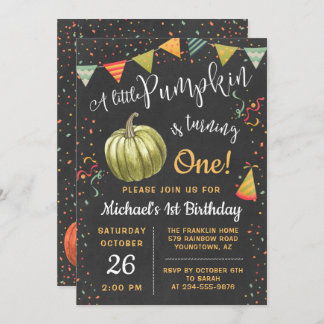 Herbst ein kleines Pumpkin-Chalkboard Herbst Gebur Einladung