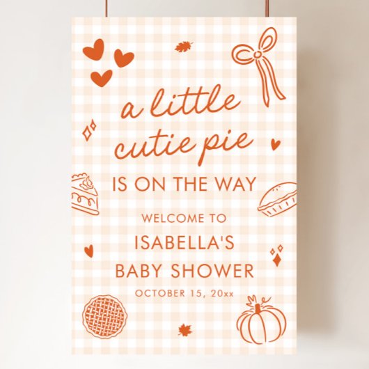 Herbst ein kleines Süsse Pie Baby Dusche Begrüßung Poster