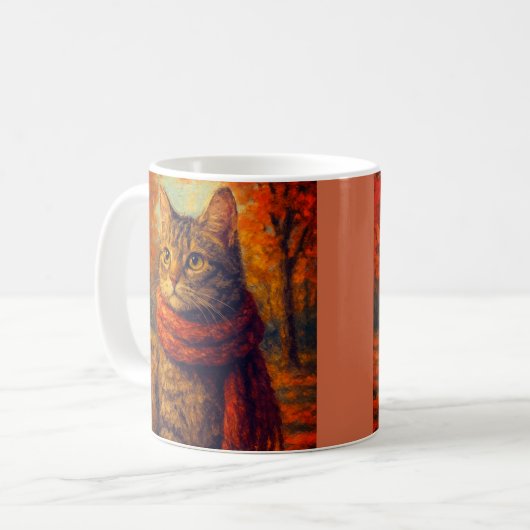 Herbst Eine gemütliche Katze im Herbst Kaffeetasse (Vorderseite Links)
